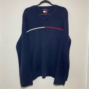 Tommy Hilfiger Jeans V-Neck Gusseted Sweater Crewneck Sz XL